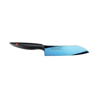 Kasumi - Nóż Santoku kuty Titanium dł. 18 cm niebieski