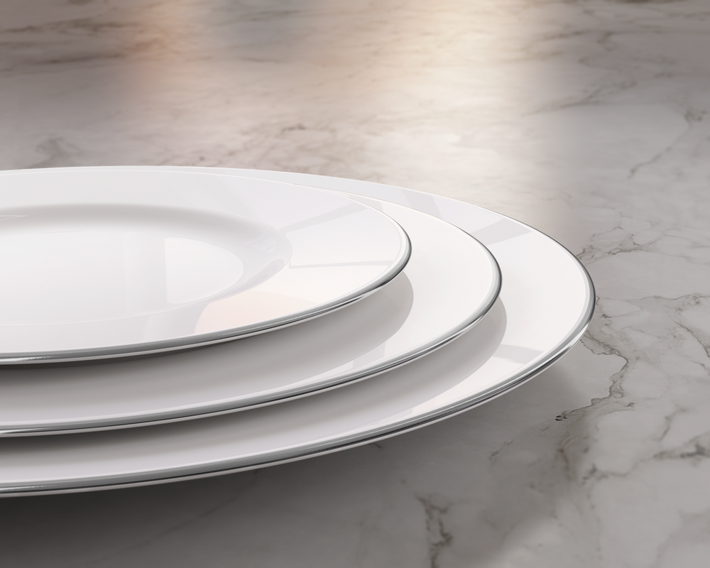 Klasyczny talerz obiadowy 27 cm – Villeroy&Boch – Anmut Platinum No.1 – zbliżenie detalu