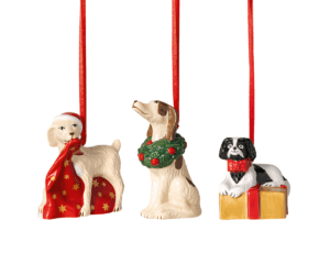 Nowoczesny zawieszki psy 3 el. – Villeroy&Boch – Nostalgic Ornaments – zbliżenie detalu