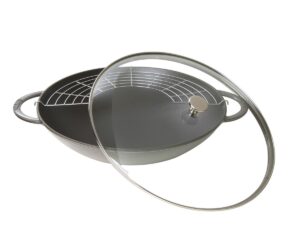 Staub - Wok żeliwny z pokrywą 37 cm szary grafit