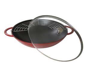 Staub - Wok żeliwny z pokrywą 37 cm wiśnia