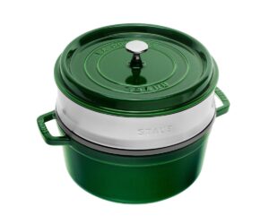 Staub - Cocotte - Brytfanna Żeliwna 26 cm z wkładką bazylia okrągła