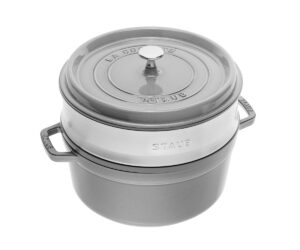 Staub - Cocotte - Brytfanna Żeliwna 26 cm z wkładką szary grafit okrągła