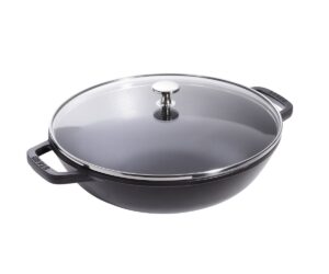 Staub - Petit Wok - Wok żeliwny z pokrywką 30 cm czarny