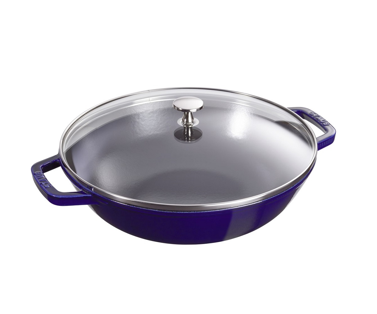 Staub - Petit Wok - Wok żeliwny z pokrywką 30 cm ciemnoniebieski