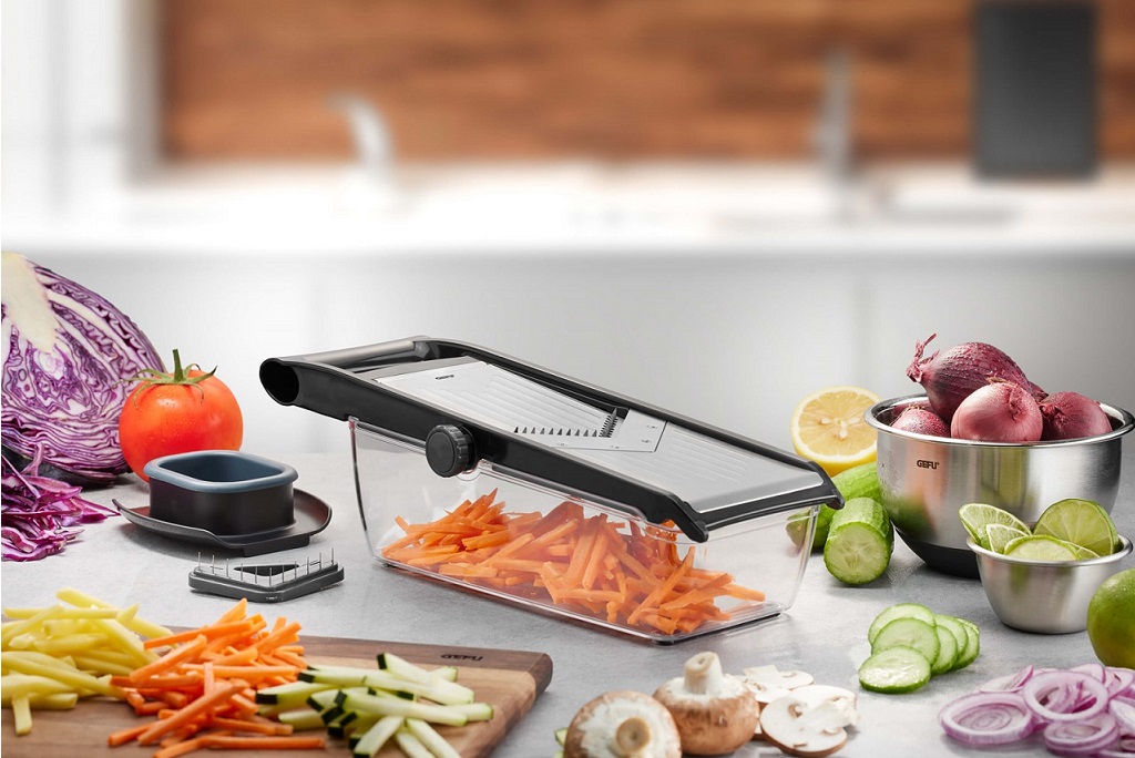 Nowoczesny krajacz julienne – GEFU – COLLECT – zbliżenie detalu
