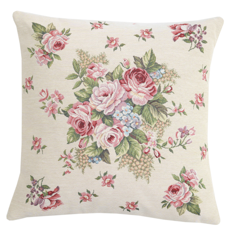 Elegancki poszewka Róża beżowa 45x45 cm – Irys – Gobelin – główne ujęcie produktu